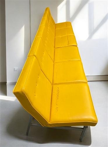 Home & Living > Furniture > Living Room Furniture > Couches & Loveseats - 3 Yellow Vinyl Sofas, Vintage 60s 70s Davenport...
