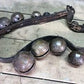 Home & Living > Home Decor > Home Accents > Bells - 15 Sleigh Bells Horse Rein Leather Strap, Christmas Winter Brass Jingl...