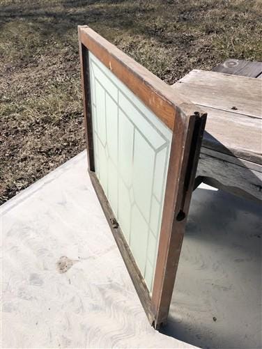 Home & Living > Home Improvement > Windows - Etched Frosted Clear Glass Vintage Church Window, Architectural Art Glass, J...