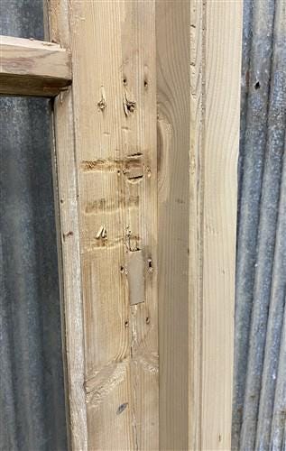 Antique French Single Door (32x93) Glass Pane Door with Jamb, Encased Door T15