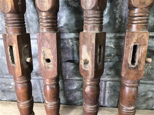 Craft Supplies & Tools > Raw Materials > Wood - 4 Wood Spindles Architectural Salvage Fretwork Furniture House Trim Vintag...