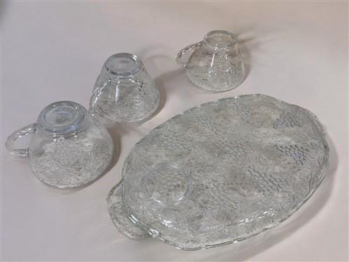 1950s Anchor Hocking Grape & Leaf Snack Set, 4 Plates 4 Cups