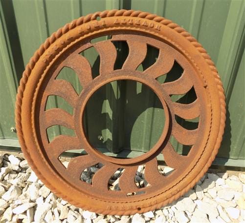 Home & Living > Home Decor > Wall Decor > Wall Hangings - Cast Iron Round Stove Pipe Collar, Chimney Flue Cover, Ornate Gr...