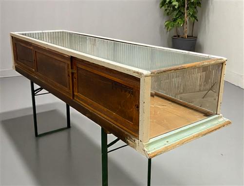 Home & Living > Home Decor > Seasonal Decor - Wood Framed Bevel Glass Case, Vintage Store Countertop Showcase, Collector C...
