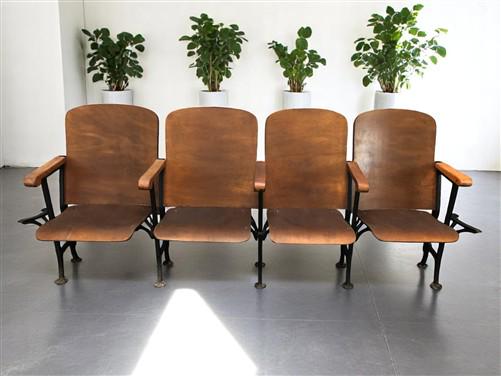 Home & Living > Furniture - 4 Vintage Wood Folding Theater Seats, Auditorium Seats, Entryway Bench, E11 by The Old Grainery