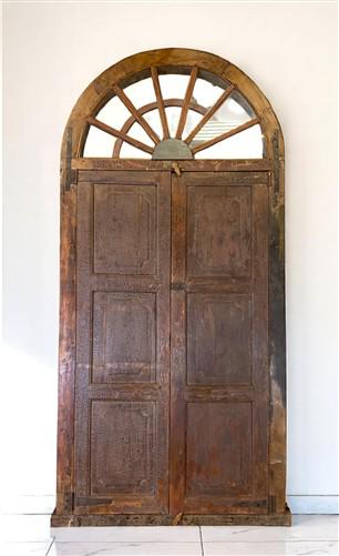 Antique Arched French Double Doors (61.5x130) European Door Jamb, with Jamb, S38