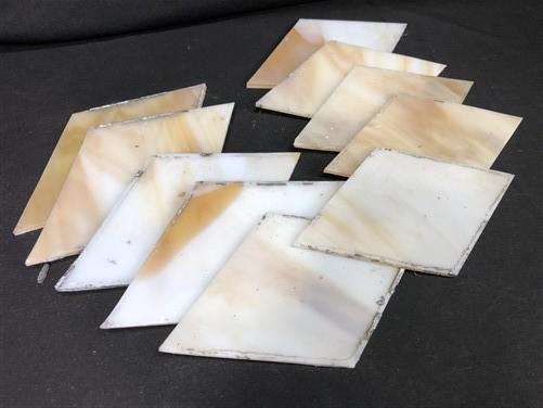 10 Stained Slag Glass Diamond Panes, Reclaimed Church Window Art Glass Pieces H