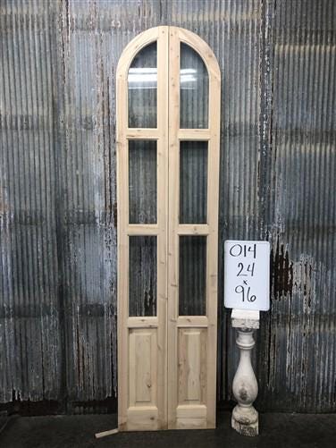 Arched French Double Doors (24x96) 3 Pane Glass European Styled Doors O14