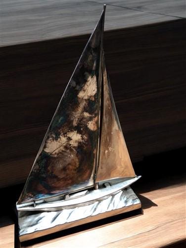 Home & Living > Home Decor > Home Accents > Statues - Sailboat Sculpture, Metal Bookend Paperweight, Nautical Study Librar...