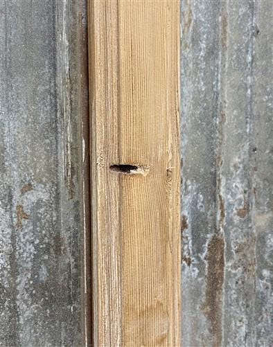 Antique French Single Door (27.25x82) Glass Pane Door with Jamb, Encased Door T5