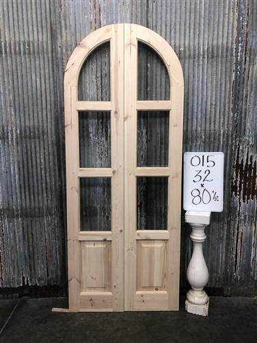 Arched French Double Doors (32x80.5) 3 Pane Glass European Styled Doors O15