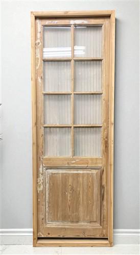 Antique French Single Door (32x93.5) Glass Pane Door with Jamb, Encased Door T36