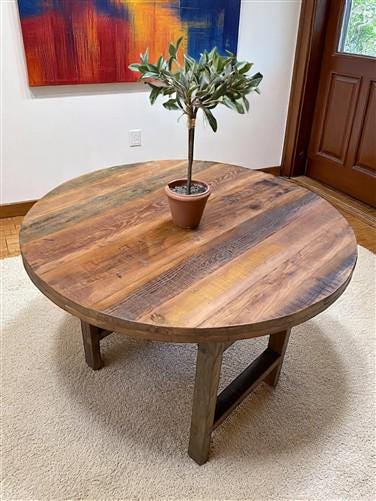Home & Living > Furniture > Dining Room Furniture > Kitchen & Dining Tables - Rustic Round Table, Vintage Dining Room Tabl...