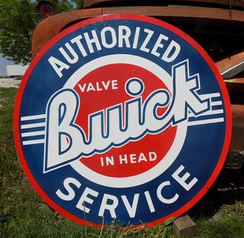 Buick Authorized Service Sign, 2 Sided Metal Porcelain Advertising Buick Sign,