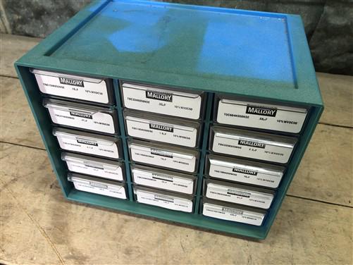 Electronics & Accessories > Parts & Electrical - Mallory Capacitory Lot, TDC, 10% WVDC, 15 Drawer Cabinet, Ham Radio by Th...