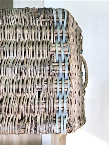 Rectangular Wicker Basket, Vintage German Woven Basket, Storage Organizer C34