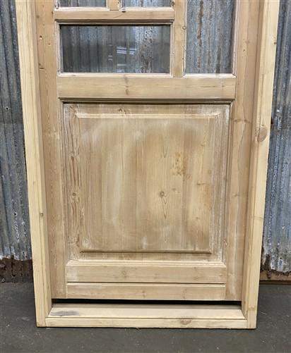 Antique French Single Door (27.5x82) Glass Pane Door with Jamb, Encased Door T57