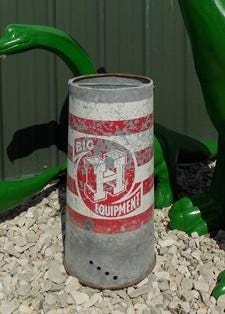 Big H Equipment Chicken Feeder, Vintage Galvanized Tin Chicken Feed Dispenser A