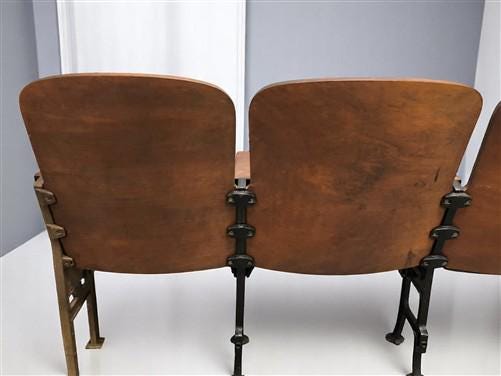 Home & Living > Furniture - 4 Vintage Wood Folding Theater Seats, Auditorium Seats, Entryway Bench, E9 by The Old Grainery