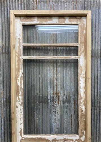 Antique French Single Door (31x86.5) Glass Pane Door with Jamb, Encased Door T10