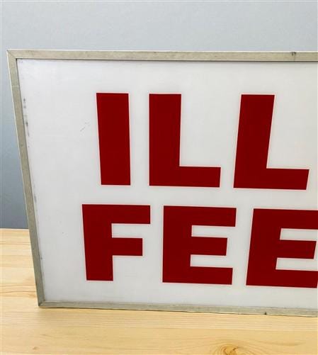 Illini Feeds Sign, Vintage Aluminum Double Sided Sign Livestock Advertising Sign