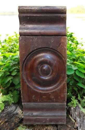 5 Plinth Blocks, Antique Bullseye Rosette, Architectural Salvage Wood Trim C88