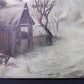 Art & Collectibles > Painting > Oil - 1880s Midwest Landscape Painting on Canvas, Original Art Winter Village, C by The Ol...