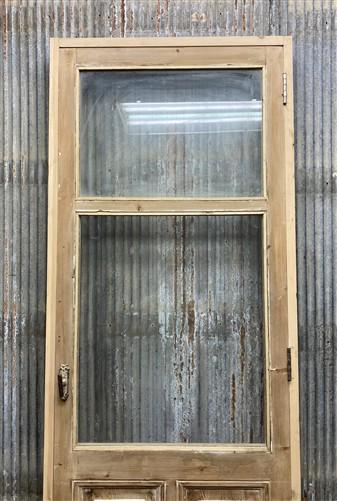 Antique French Single Door (31x88.5) Glass Pane Door with Jamb, Encased Door T17