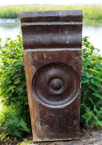 5 Plinth Blocks, Antique Bullseye Rosette, Architectural Salvage Wood Trim C88