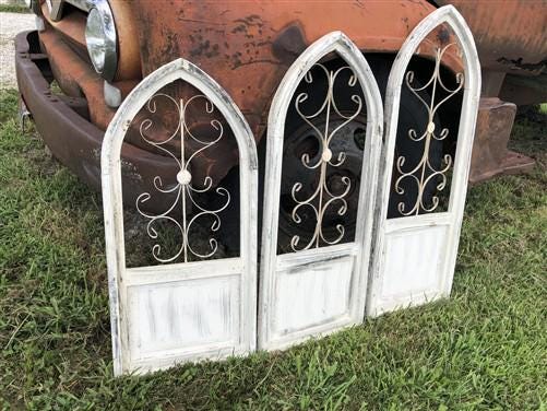 Home & Living > Home Decor > Wall Decor > Wall Hangings - 3 French Country Wood Metal Window Frame, Architectural Frame, F...
