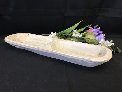 2 Bowl Tray, Rustic Carved Wood Dough Bowl Trencher, Divided Centerpiece F