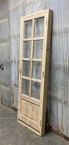 Antique French Single Door (27.5x83) Glass Pane Door with Jamb, Encased Door T14