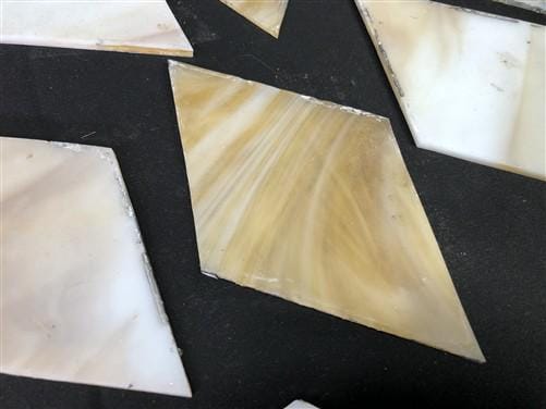 10 Stained Slag Glass Diamond Panes, Reclaimed Church Window Art Glass Pieces F