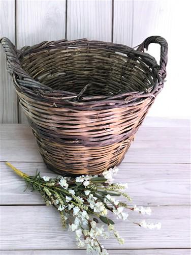 Home & Living > Home Decor > Home Accents - Round Wicker Basket, Vintage German Woven Rattan Basket, Storage Organizer N b...