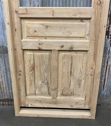 Antique French Single Door (32x79.5) Glass Pane Door with Jamb, Encased Door T37