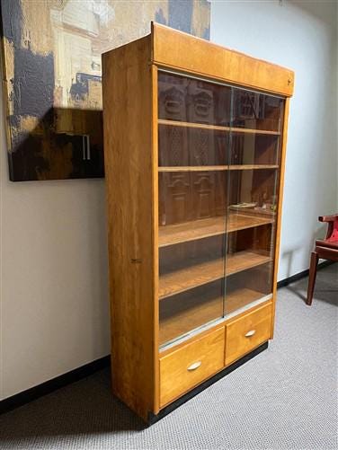 2 Sliding Door Display Cabinet, Vintage Display Case, Curio Cabinet, Showcase, G