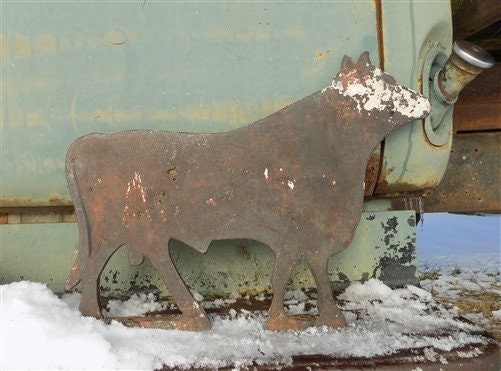 Art & Collectibles - Vintage Windmill Weight, Cast Iron Bull, Rustic Ranch Country Weathervane Sign by The Old Grainery (b...