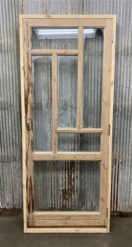 Antique French Single Door (33x81) Glass Pane Door with Jamb, Encased Door T44