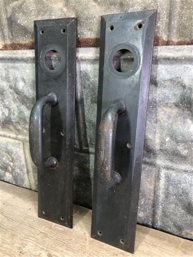 Home & Living > Home Improvement > Hardware - Door Handle Pull Plates, Vintage Black Matte Escutcheon Plate, Mortise Trim...