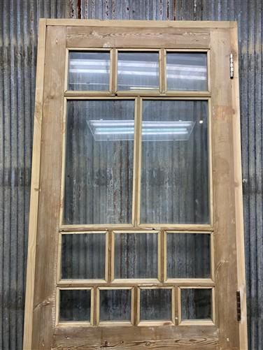 Antique French Single Door (31.5x98) Glass Pane Door with Jamb, Encased Door T55