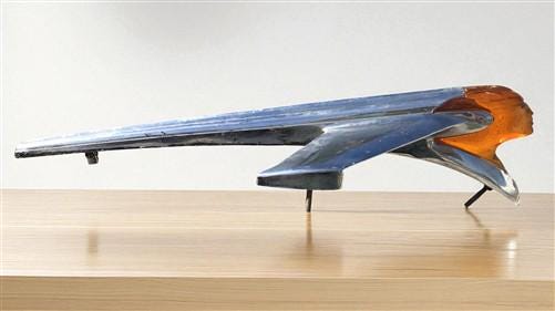 Art & Collectibles > Collectibles - 1950 Pontiac Indian Chieftan Jet Airplane Art Deco Chrome Hood Ornament 513872 by The...