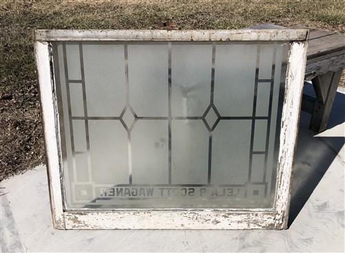 Home & Living > Home Improvement > Windows - Etched Frosted Clear Glass Vintage Church Window, Architectural Art Glass, G...