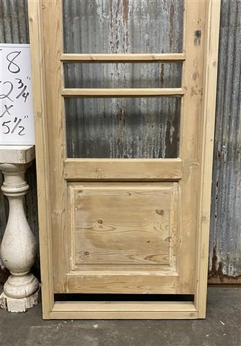 Antique French Single Door (25.5x83) Glass Pane Door with Jamb, Encased Door T8