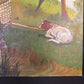 Art & Collectibles > Painting > Oil - 1975 EB American Folk Art Painting on Canvas, Covered Wagon Cattle Original Art by T...