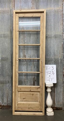 Antique French Single Door (27x92.5) Glass Pane Door with Jamb, Encased Door T23