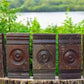 5 Plinth Blocks, Antique Bullseye Rosette, Architectural Salvage Wood Trim C88