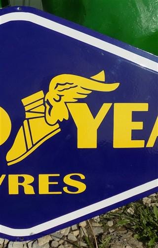 Art & Collectibles > Collectibles > Advertisements - Good Year Tyres Sign, Metal Porcelain Sign, Advertising Sign, Good Ye...