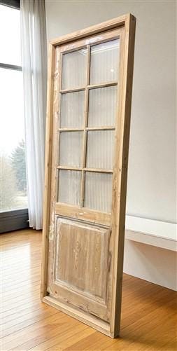 Antique French Single Door (32x93.5) Glass Pane Door with Jamb, Encased Door T36