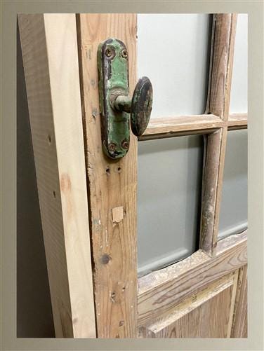 Antique French Single Door (32x83.5) Glass Pane Door with Jamb, Encased Door T45
