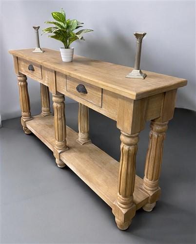 60" Sofa Table with Drawers, Coffee Table, Entryway Console Table Natural Wood A